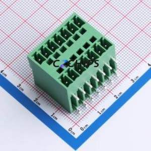 A381RH-7P0G36 Plug-in Terminal Block Bent Lead Through Hole,P=3.81mm Connector 2x7P 3.81mm Green 14P - Product Image 1