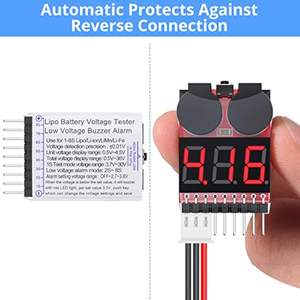 Aismartlink 2in1 1-8s اختبار الجهد بطارية ليبو ، RC إنذار الجرس الجهد المنخفض ، مراقب البطارية المدقق اختبار - Product Image 5