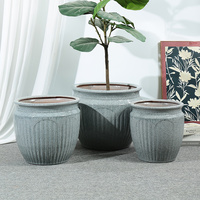 Pot de fleurs en céramique gris, durable, pour plantes d'intérieur, jardin, pot de plante moderne de grande taille, finition réactive émaillée