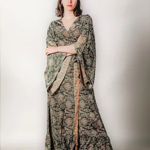 Thanh Lịch Hoa In Maxi Dress Trang Bị Phụ Nữ Sang Trọng OEM Corset Dresses Casual Handmade Sản Phẩm Cho Cô Gái