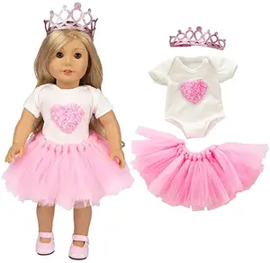 Red all over printing lovely doll clothes 2pcs set doll dress