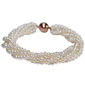 Pulseras Elegantes y Lujosas de Perlas de Agua Dulce Multicapa de 3-4 mm Blancas WENCHI - Product Image 1