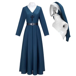 Disfraz de Monja para Carnaval de Halloween, Disfraz de la Sra. Davis, Disfraz de Monja Simone, Vestido Azul, RMOV-90 - Product Image 1