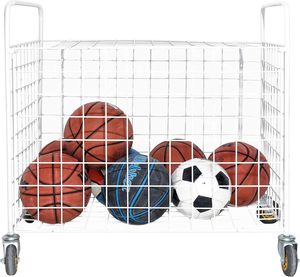 Chariot de rangement pour balles de sport Cage de rangement pour équipement portable Organisateur d'équipement de sport Chariot pour balles roulantes d'extérieur avec paniers - Product Image 3