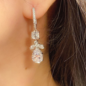 CAOSHI Boucles d'oreilles pendantes en zircon cubique pour femmes à la mode Boucles d'oreilles pendantes en CZ plaqué argent - Product Image 6
