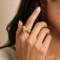 Bague nœud papillon en acier inoxydable 304 couleur or, douze millimètres, polie, faite à la main, bijoux de mode pour femmes, vente en gros