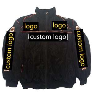 Veste de course coupe-vent à manches longues avec fermeture éclair et broderie imprimée tendance, style vintage unisexe, veste bomber sport 300g - Product Image 3