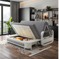 Sofá cama plegable inflable moderno con tapicería de tela y marco metálico de almacenamiento para uso en apartamentos, hoteles o salas de estar