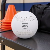 Fabricant de balles de softball en PVC de 12 pouces, 500 000 pièces/mois, avec logo personnalisé, noyau en liège durable, couture surélevée blanche, OEM, pour l'entraînement scolaire et la pratique