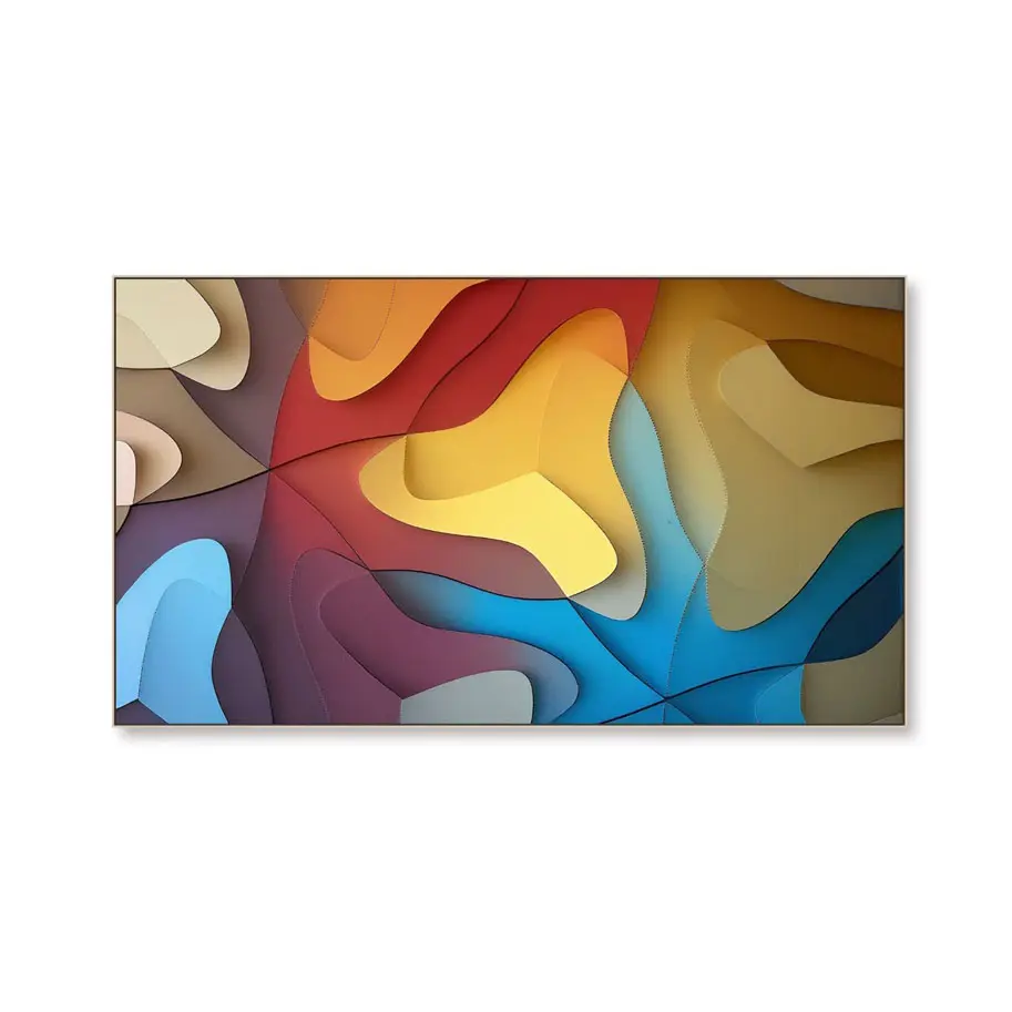 צבע יד באיכות גבוהה על תבליט מגולף PVC יצירות אמנות 3D גיאומטריה רב שכבתי ציורי יד ואומנות קיר