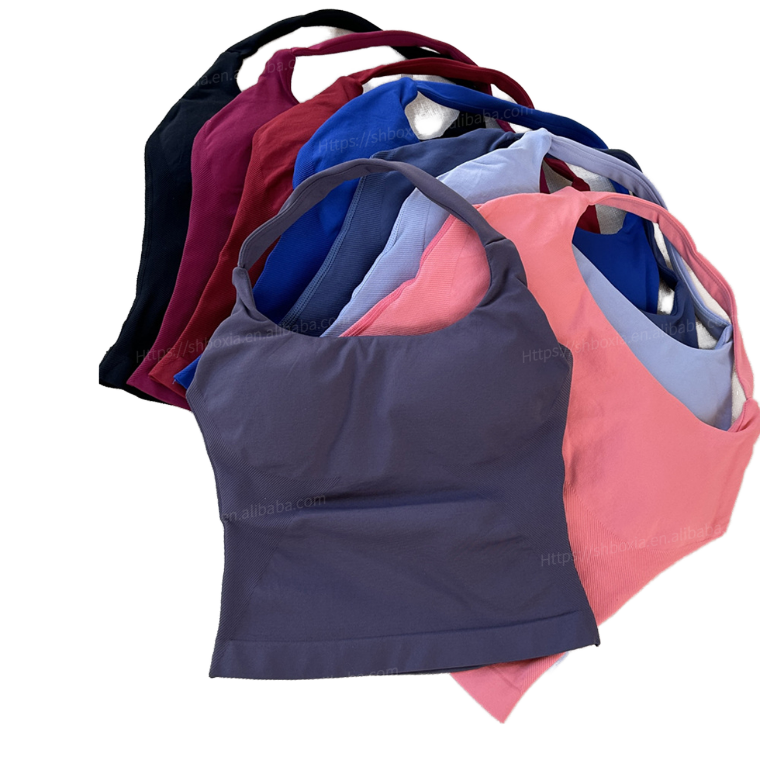 Wholesale Custom Women's Backless Yoga Tank Top Seamless Solid Color Quick Drying Breathable U-Neckline Sports Fitness Vest