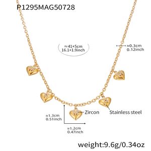 Collana a <span class=keywords><strong>Cuore</strong></span> in Acciaio Inossidabile con Zircone Placcata in Oro 18k, Gioiello Personalizzato e di Lusso Leggero - Product Image 4
