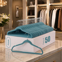 Blauer Samt-Kleiderbügel Beflockter Kleiderhaken Rutschfester Anzug-Mantel-Hosen-Bügel für Kleiderschrank und Reisen