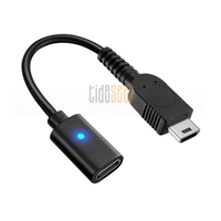 Kabel Pengisi Daya Tideseer Type-C Female ke GBM Hitam 10cm Bahan PVC untuk Pemain Video Game