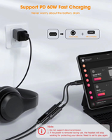 Adaptateur casque et chargeur USB C 4 en 1 ZENIQEEN, type C vers prise jack auxiliaire avec microphone, charge rapide PD, câble numérique USB C