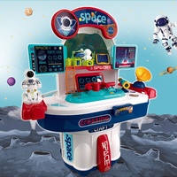 Samtoy Jouet éducatif 2 en 1 pour enfants d'âge préscolaire, maison de jeu, station spatiale, navette, ensemble de jouets spatiaux pour garçons