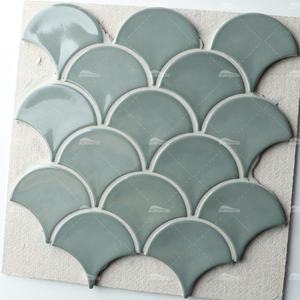 Mosaico <span class=keywords><strong>de</strong></span> Azulejos para <span class=keywords><strong>Baño</strong></span> Estilo Marroquí Color Aqua para Pared y Piso, Mosaico para Bañera en Forma <span class=keywords><strong>de</strong></span> Abanico, Azulejos con Diseño <span class=keywords><strong>de</strong></span> Escamas <span class=keywords><strong>de</strong></span> Pescado - Product Image 1