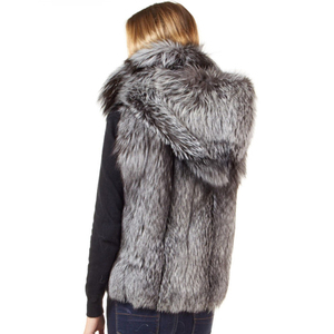 Giubbotto di pelliccia <span class=keywords><strong>senza</strong></span> maniche con cappuccio classico cappotto di pelliccia di volpe caldo invernale - Product Image 4
