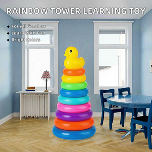 Juguete de anillos apilables de arcoíris Montessori <span class=keywords><strong>para</strong></span> bebés, reconocimiento de colores, coordinación mano-ojo y pensamiento lógico, juguete de desarrollo <span class=keywords><strong>para</strong></span> niños - Product Image 3