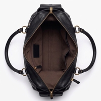 Sac fourre-tout en cuir souple grande capacité noir pour femme avec poignée supérieure, poche avant zippée, poches latérales, logo personnalisé