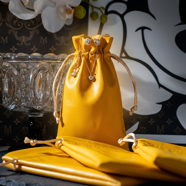 Wholesale Luxury PU Leather Pouch with Drawstring Gift Pouches for Jewelry Packaging