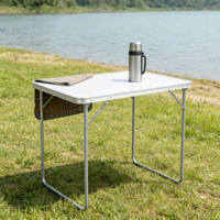 Higo Günstiger Outdoor Tragbarer Leichter MDF 80cm Kleiner Picknick-Camping-Klapptisch aus Aluminium für Veranstaltungen, Partys und Promotionen