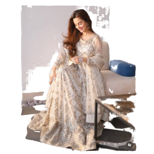 Vestido de diseñador XL Anarkali con conjuntos de ropa de fiesta para mujer Peent y Dupatta - Product Image 1