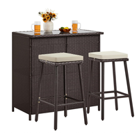 Ensemble de chaises de bar en rotin PE pour extérieur, meubles en osier avec armoire de rangement, pour jardin, balcon, bord de piscine