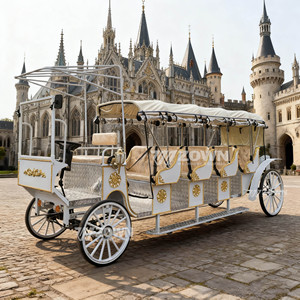 Wagon de tourisme de style long orné d'emblèmes dorés pour le transport de groupes en attractions touristiques - Product Image 6