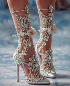 Elegante matrimonio Sexy strass fiore di cristallo <span class=keywords><strong>scarpe</strong></span> <span class=keywords><strong>da</strong></span> ballo di raso bianco avorio perle di pizzo <span class=keywords><strong>da</strong></span> sposa Sneakers <span class=keywords><strong>da</strong></span> sposa - Product Image 6