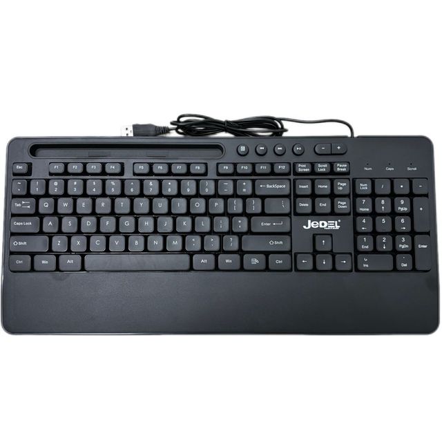 Hot Sale Full-Size Ergonomic Wired Keyboard with Wrist Rest Phone Holder Multimedia Keys Keyboard K27