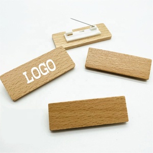 Logotipo personalizado de madera en blanco nombre etiqueta <span class=keywords><strong>pin</strong></span> ID insignias titular - Product Image 1