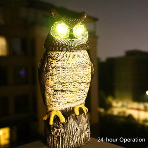 Décoys de hiboux en gros pour effrayer les oiseaux, hibou à énergie solaire, yeux lumineux, tête rotative et son - Product Image 5