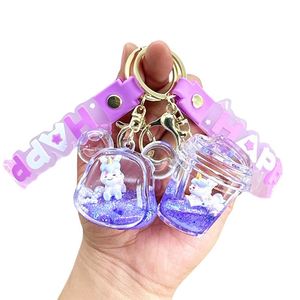 Creative Cartoon Purple Liquid Keychain Bag Charm Car Keyrings Floating Bottle Quicksand Purple Acrylic <b>Keyring</b> Pendants - Product Image 6