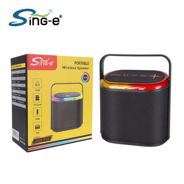 ZQS-P10 Hot Wireless BT USB RGB Clock Alarm Portable Speaker Bass LED Light Outdoor Waterproof Fabric Speaker Active