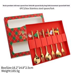 Hiện Đại Sáng Tạo Santa Claus Và Elk Flatware Set Vàng Muỗng Nĩa Với Nhựa Xử Lý Cho Giáng Sinh Đảng Năm Mới Hộp Quà Tặng - Product Image 5