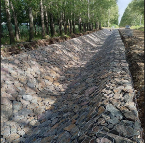 Caisse de gabion hydraulique à double torsion, remplie de galets, <span class=keywords><strong>cage</strong></span> en pierre anti-érosion pour le renforcement des pentes de rivières et la lutte contre les inondations - Product Image 6