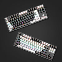 2033 K550 Keyboard Mekanikal ergonomis 87 tombol, sumbu Sian lampu RGB sumbu merah