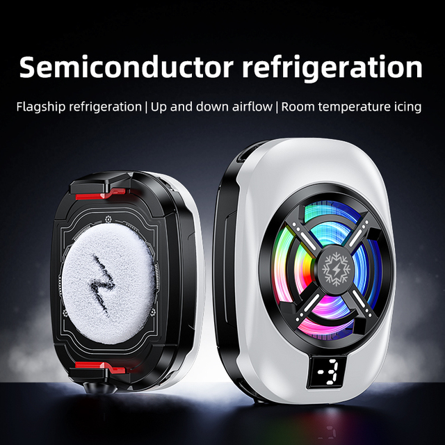 TL16 Semiconductor Mobile Phone Cooler Icing Radiator with Up-Down Airflow No Hot Air Blowing Hands RGB Cooling Fan