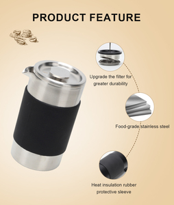 Cafetière à piston à double paroi résistante aux bosses 350 ml pour le voyage et le camping - Product Image 3