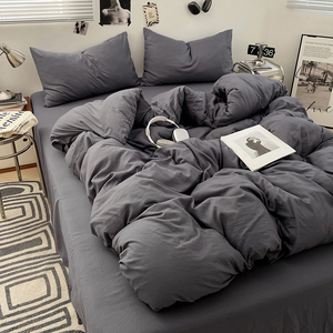 Ropa <span class=keywords><strong>de</strong></span> cama súper suave lavada, <span class=keywords><strong>funda</strong></span> nórdica sólida suave, Sábana plana, ropa <span class=keywords><strong>de</strong></span> cama colorida para el hogar, Hotel, juego <span class=keywords><strong>de</strong></span> cama <span class=keywords><strong>de</strong></span> Primavera <span class=keywords><strong>de</strong></span> empalme Nórdico - Product Image 2