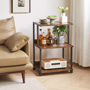 Chariot de bar à structure bois et métal, 3 niveaux, chariot de cuisine pour <span class=keywords><strong>micro</strong></span>-ondes, îlot <span class=keywords><strong>sur</strong></span> roulettes, station café, armoire de cuisine - Product Image 1