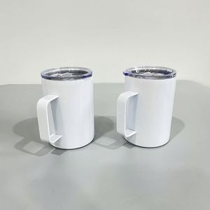 Taza de camping aislada para sublimación de 12 oz, con asa, blanca brillante, para café, al vacío. - Product Image 1