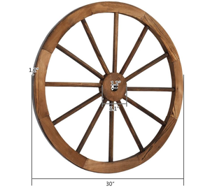 Ruota Decorativa in Legno Stile Vintage Western, da Appendere a Parete, per Bar, Garage, in Legno di Abete Massiccio Carbonizzato - Product Image 2