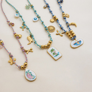 Stainless Steel Necklace With Bow Flower Charm Pink Heart Design Gift Jewelry - Product Image 2