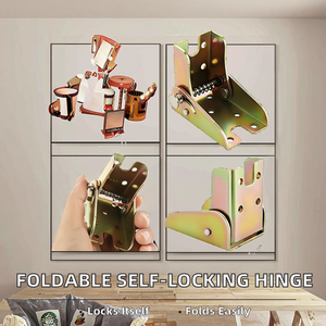 Mécanisme de chaise de table pliable à 90-180 degrés en acier laminé à froid, silencieux et autobloquant, design traditionnel, charnière domestique - Product Image 2