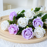 Rose artificielle noire en soie à tige unique avec bâton pour bouquets de bricolage mariages artisanat décorations de fête