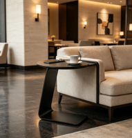 Table basse de luxe durable à plateau rond en métal avec support en acier pour salon moderne, villa, mobilier de maison