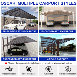Abri de voiture autoportant avec structure en aluminium et toiture en polycarbonate <span class=keywords><strong>pour</strong></span> parking extérieur, allée et jardin - Product Image 4