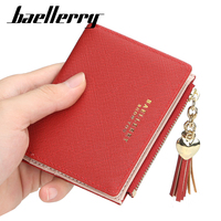 Baellerry dompet pendek wanita, gesper koin Multi kartu ritsleting rumbai Saffiano